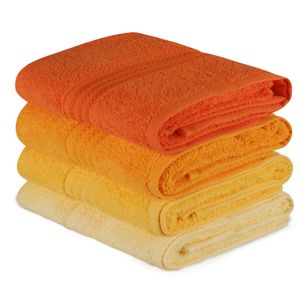 HANDTUCHSET Gelb, Orange, Hellgelb, Dunkelorange 4-teilig  - Gelb/Hellgelb, Basics, Textil (50/90cm)