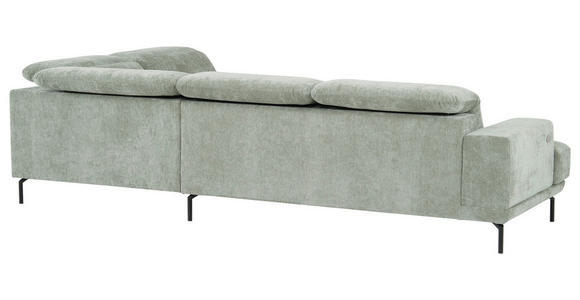 ECKSOFA Mintgrün Chenille Kopfteilverstellung, Sitztiefenverstellung  - Schwarz/Mintgrün, Design, Textil/Metall (307/243cm) - Xora