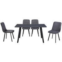 MATGRUPP i metall, textil, trämaterial grå  - grå, Klassisk, metall/trämaterial (140/46/75/88/80/57cm) - MID.YOU