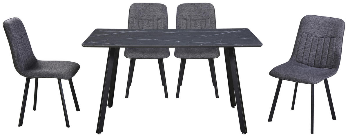 MATGRUPP i metall, textil, trämaterial grå  - grå, Klassisk, metall/trämaterial (140/46/75/88/80/57cm) - MID.YOU