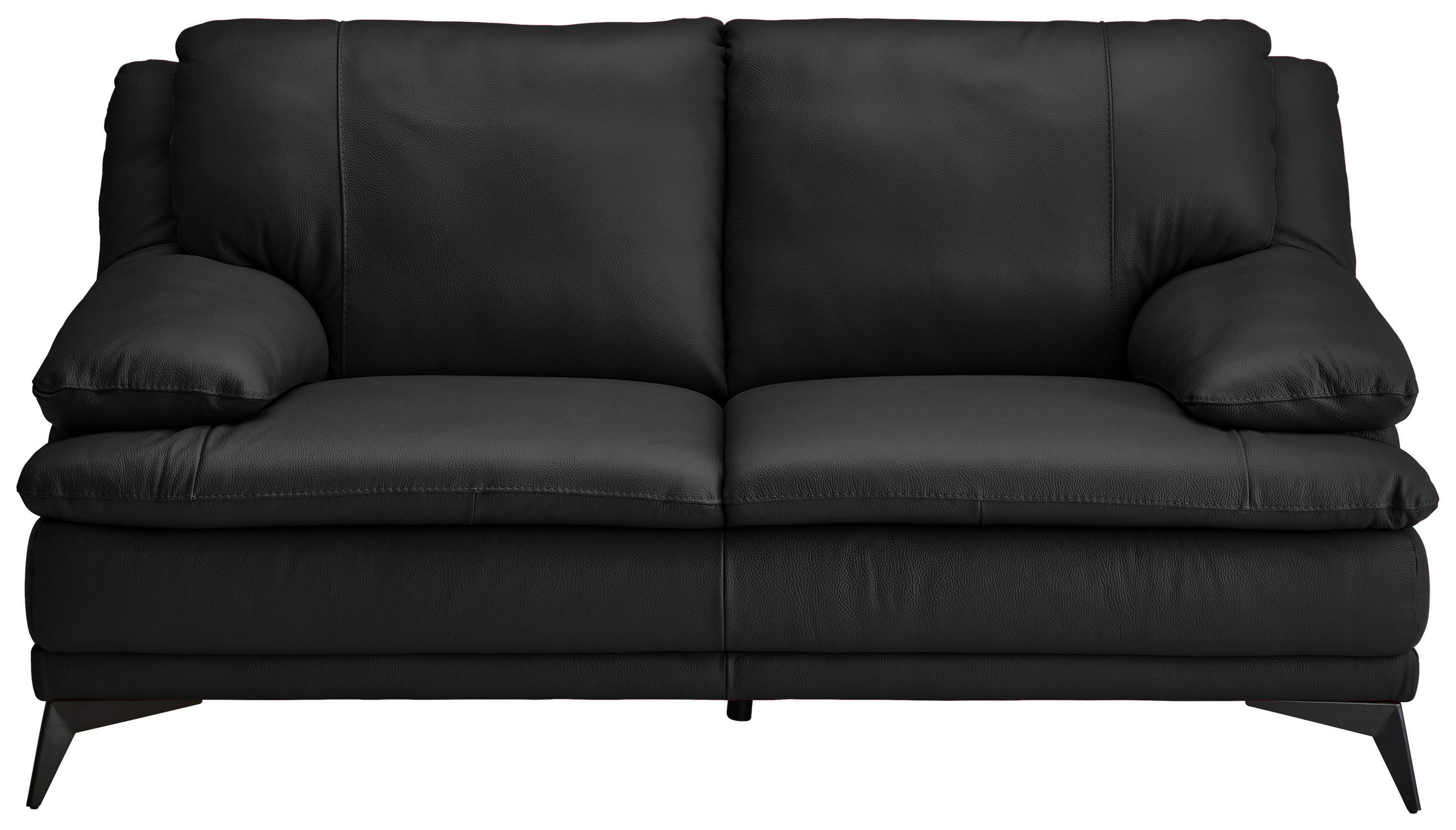 2-SITZER-SOFA Schwarz Echtleder  - Schwarz, Design, Leder/Metall (178/92/98cm) - Novel