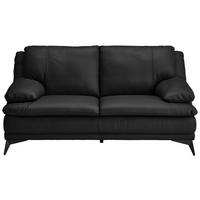 2-SITZER-SOFA Schwarz Echtleder  - Schwarz, Design, Leder/Metall (178/92/98cm) - Novel