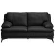 2-SITZER-SOFA Schwarz Echtleder  - Schwarz, Design, Leder/Metall (178/92/98cm) - Novel