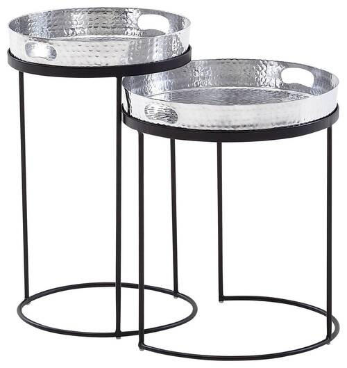 BEISTELLTISCHSET rund Silberfarben  - Silberfarben/Schwarz, MODERN, Metall (32,5/32,5/53cm) - MID.YOU