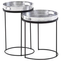 BEISTELLTISCHSET rund Silberfarben  - Silberfarben/Schwarz, MODERN, Metall (32,5/32,5/53cm) - MID.YOU