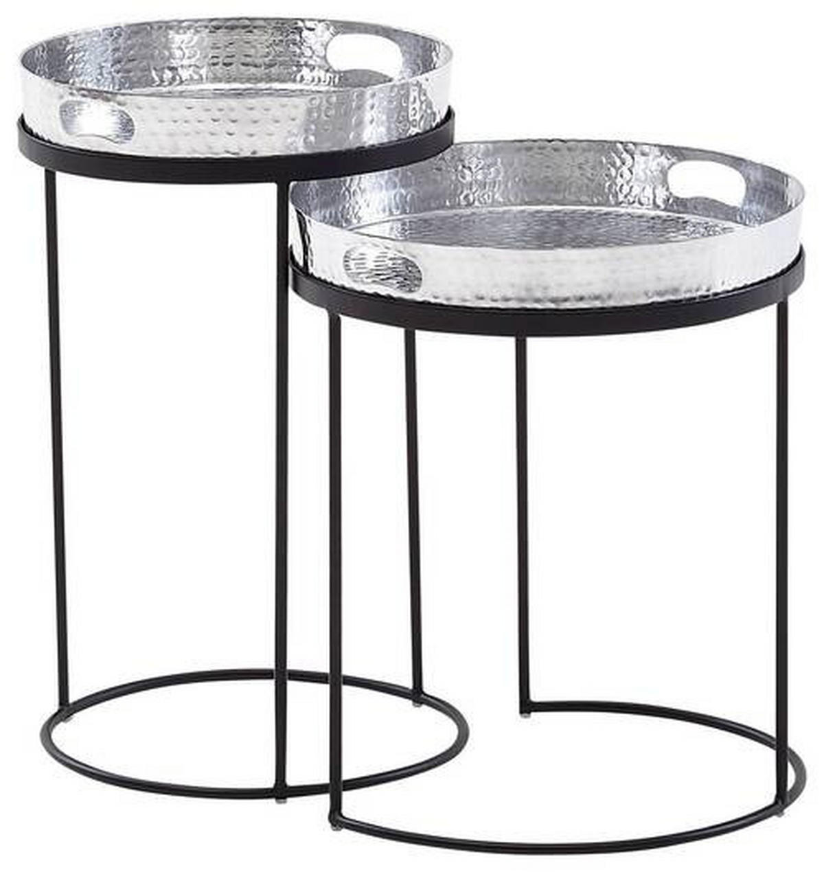 BEISTELLTISCHSET rund Silberfarben  - Silberfarben/Schwarz, MODERN, Metall (32,5/32,5/53cm) - MID.YOU