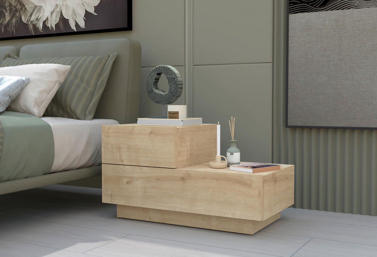 NACHTTISCH 70/39/30 cm  - Eichefarben, Design, Holzwerkstoff (70/39/30cm) - Livetastic