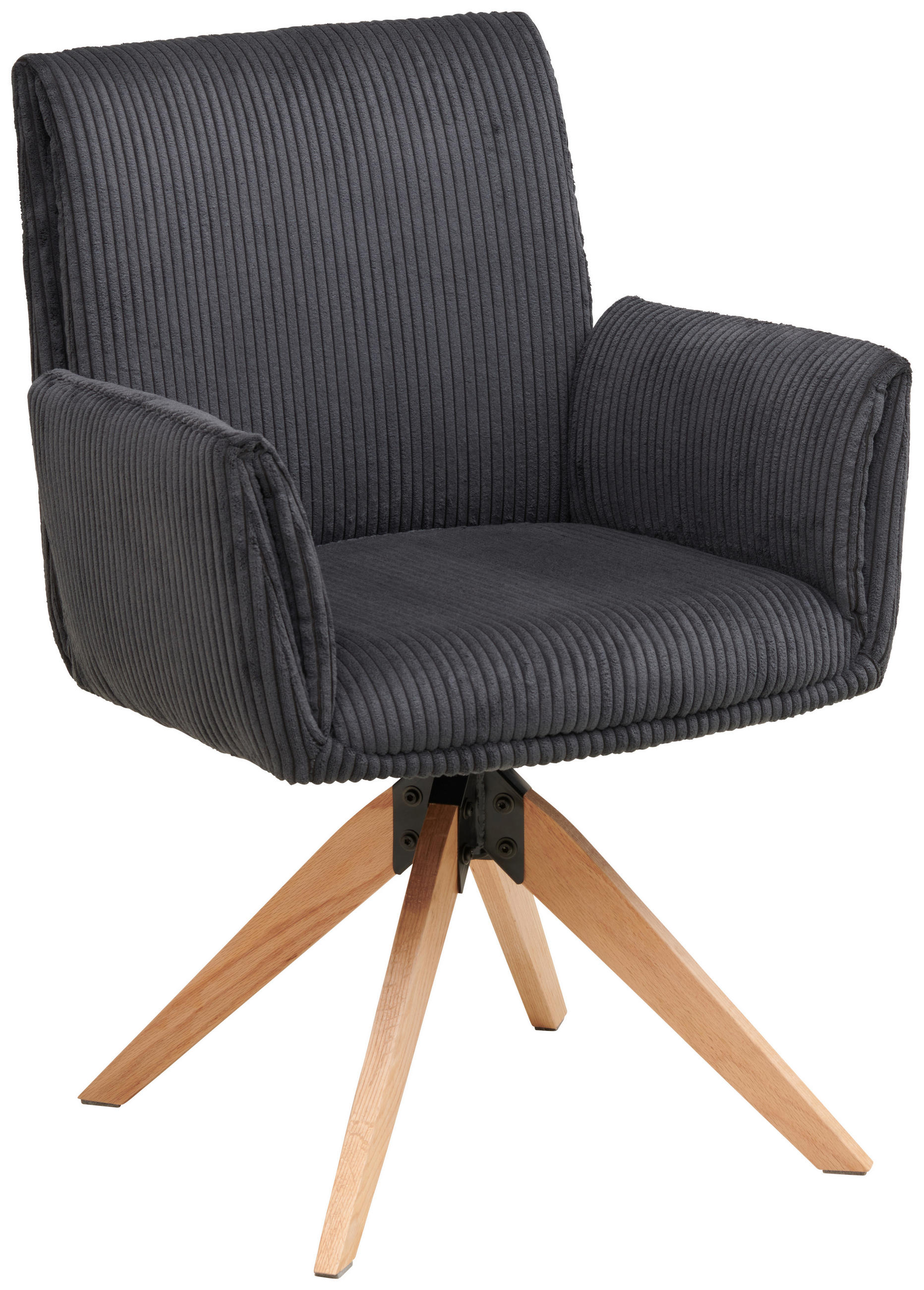 ARMLEHNSTUHL  in Eisen Cord  - Naturfarben/Grau, LIFESTYLE, Holz/Textil (65/90/62,5cm) - MID.YOU