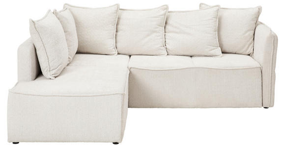 ECKSOFA Beige Chenille Rückenkissen, Bettkasten, Schlaffunktion, Rücken echt  - Beige/Schwarz, KONVENTIONELL, Kunststoff/Textil (193/233cm) - Carryhome