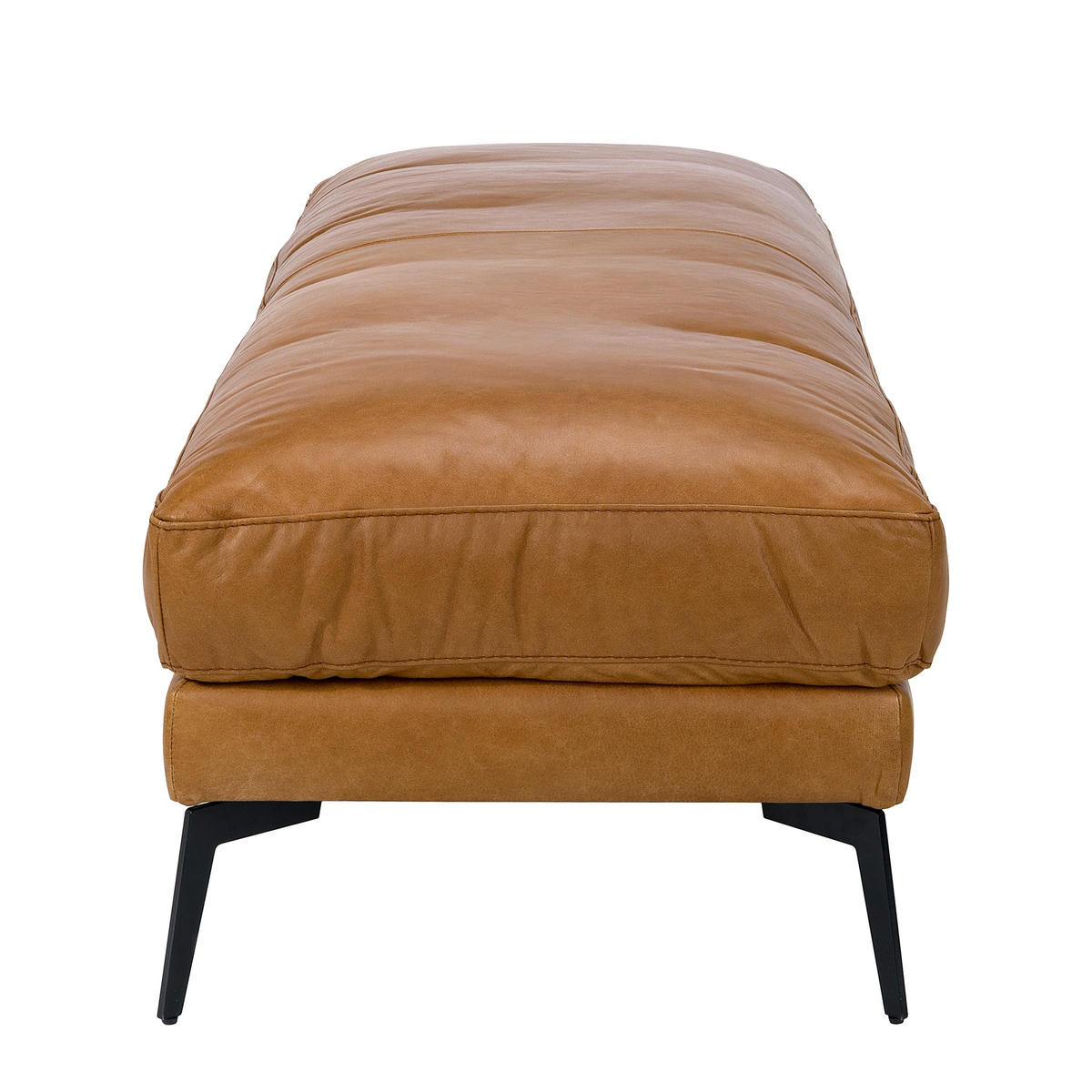 HOCKER BERLIN Echtleder Cognac  - Cognac/Schwarz, Design, Leder/Metall (163/46/62cm) - Livetastic