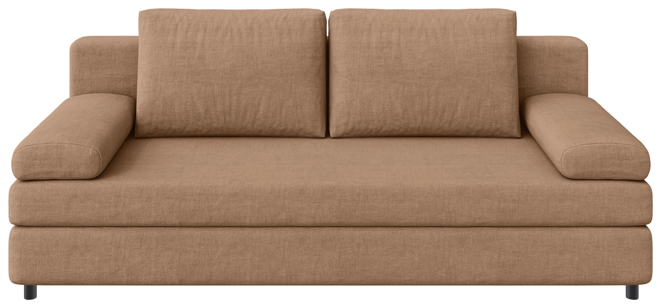 SCHLAFSOFA Jacquard Karamell Querschläfer  inkl. Rückenkissen, Armlehnenkissen, Bettkasten  - Karamell/Schwarz, Design, Kunststoff/Textil (200/88/87cm) - Xora