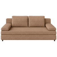 SCHLAFSOFA Jacquard Karamell Querschläfer  inkl. Rückenkissen, Armlehnenkissen, Bettkasten  - Karamell/Schwarz, Design, Kunststoff/Textil (200/88/87cm) - Xora