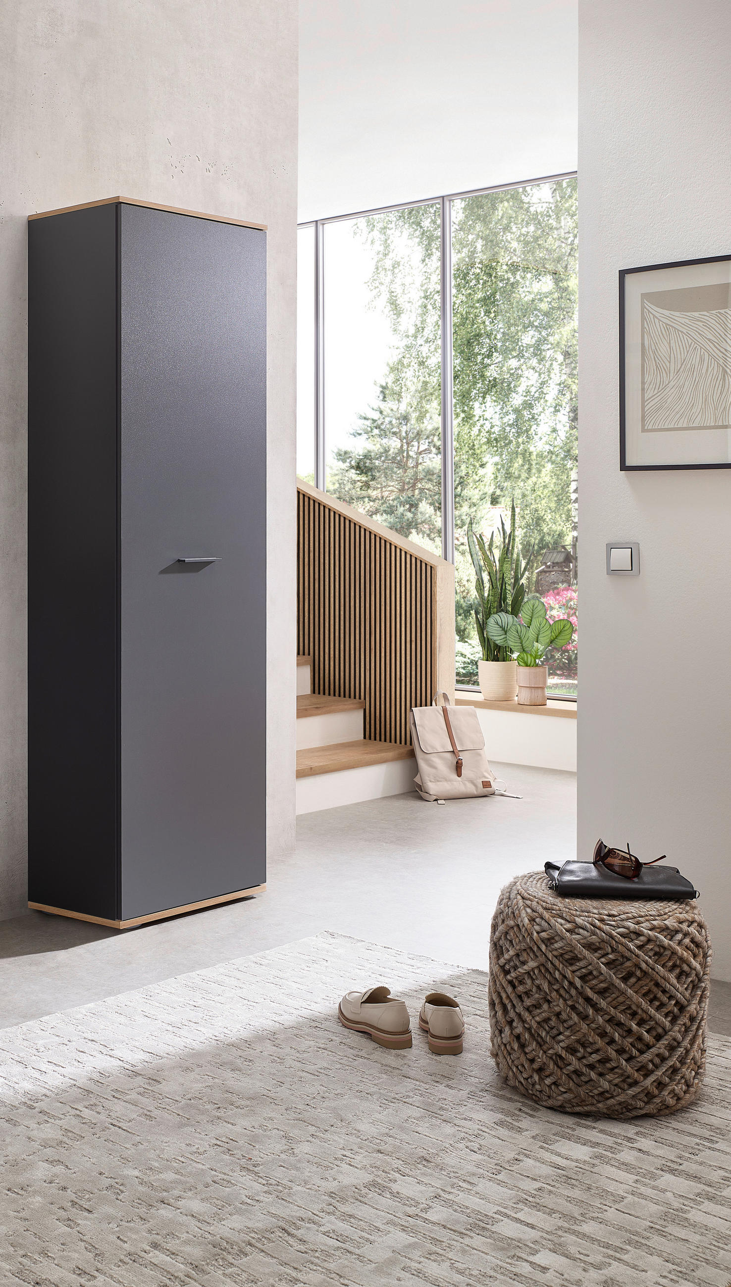 GARDEROBENSCHRANK Fynn in 60/199/38 cm - Anthrazit/Eiche Artisan, Design, Holzwerkstoff/Kunststoff (60/199/38cm) - Xora