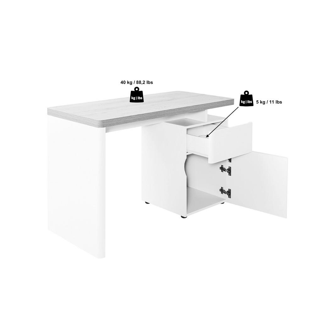 Thumbnail - Xxxl Schreibtisch, Weiß, Eiche, Holzwerkstoff, 1 Schubladen, rechteckig, Wange, 55x76x120 cm, FSC Mix, Stauraum, Arbeits...