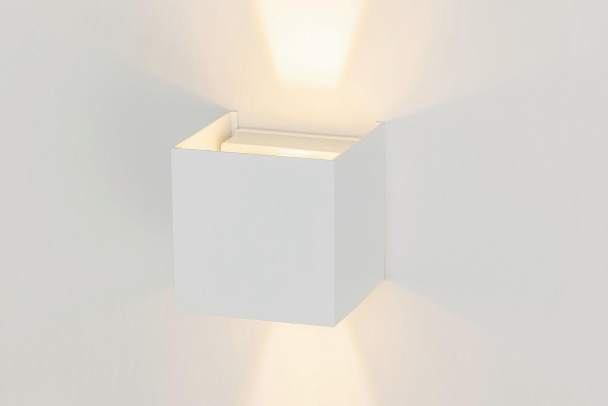 LED-WANDLEUCHTE 10/10/10 cm   - Weiß, Basics, Kunststoff/Metall (10/10/10cm) - Novel