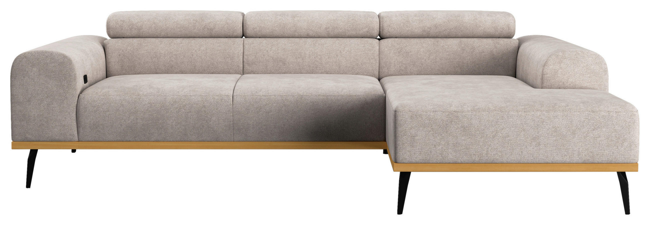 ECKSOFA Hellgrau Mikrofaser  - Hellgrau/Schwarz, KONVENTIONELL, Textil/Metall (244/157cm) - Cotta