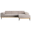 ECKSOFA Hellgrau Mikrofaser  - Hellgrau/Schwarz, KONVENTIONELL, Textil/Metall (244/157cm) - Cotta