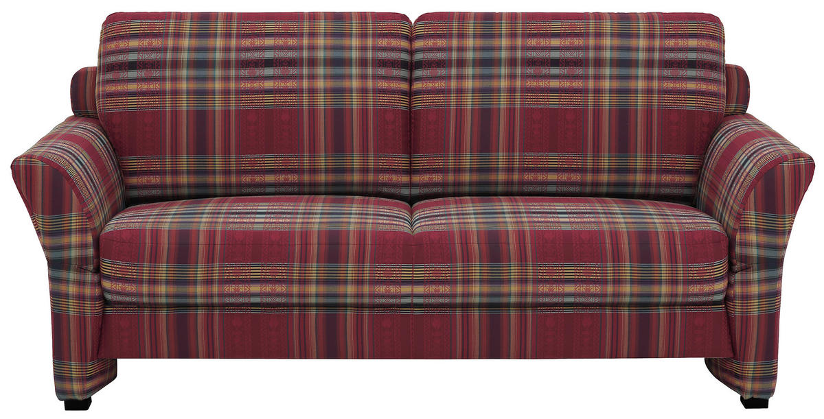 3-SITZER-SOFA in Flachgewebe Dunkelrot, Weinrot  - Weinrot/Schwarz, Konventionell, Holz/Textil (186/85/87cm) - Elegando