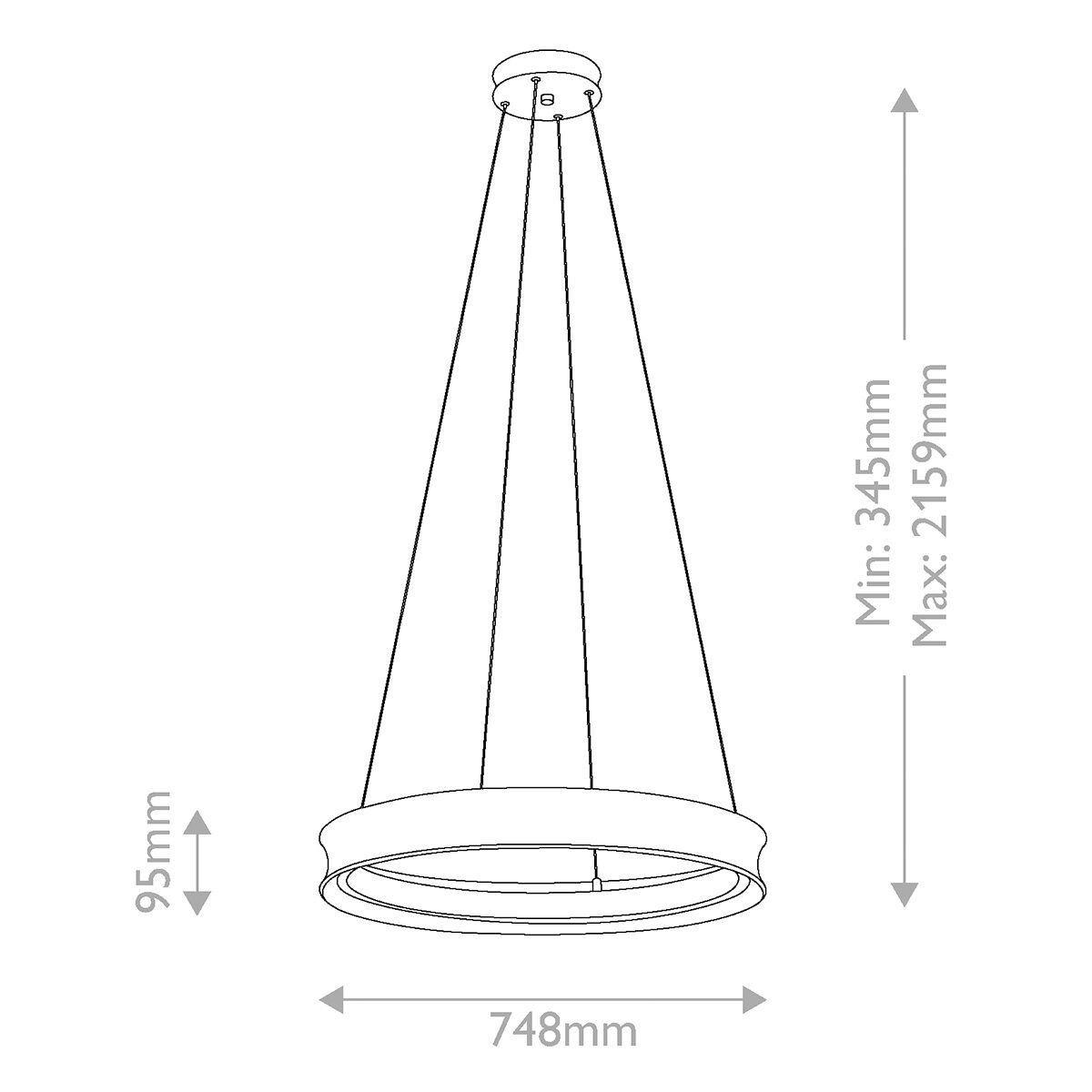LED-HÄNGELEUCHTE Kichler 95/74,8 cm  - Champagner, Design, Metall (95/74,8cm) - Elstead Lighting