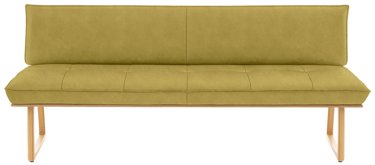 SITZBANK in Holz, Leder Hellgrün, Wildeiche  - Wildeiche/Eichefarben, Design, Leder/Holz (214/88/66cm) - Koinor