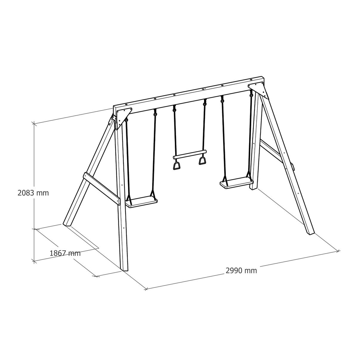 SCHAUKEL Braun  - Braun, KONVENTIONELL, Holz/Metall (186/208/299cm) - Ambia Garden