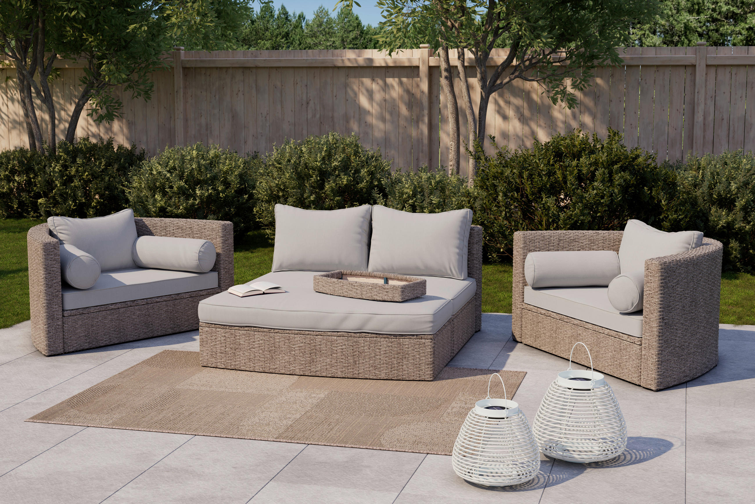LOUNGEGARNITUR    - Grau, Konventionell, Kunststoff/Textil - Ambia Garden