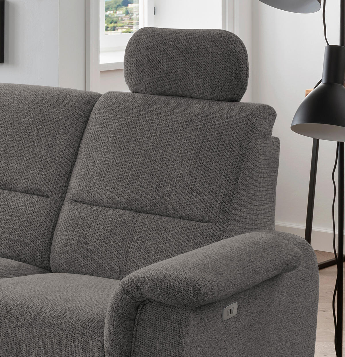 ECKSOFA in Chenille Graubraun  236/275 cm  - Chromfarben/Graubraun, MODERN, Textil/Metall (236/275cm) - Livetastic