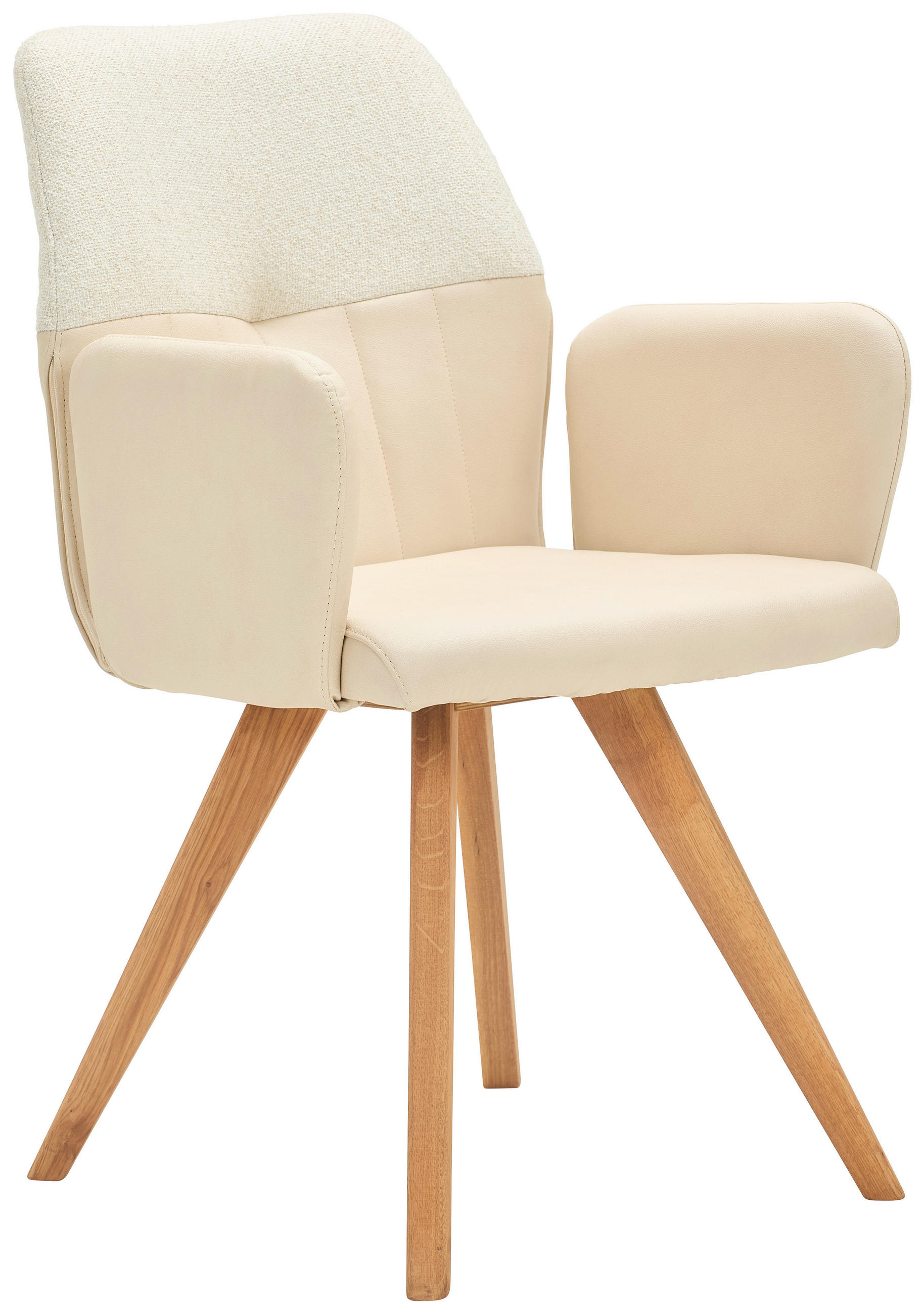 ARMLEHNSTUHL  in Lederlook, Webstoff  - Wildeiche/Beige, Konventionell, Holz/Textil (57/87/63cm) - Valdera