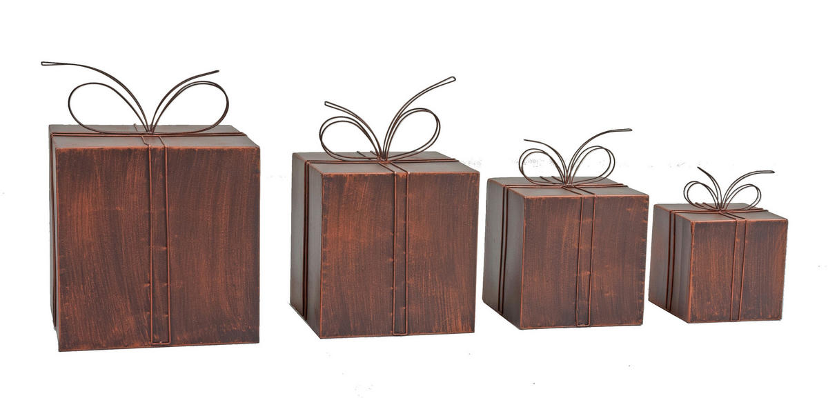 DEKOGESCHENKBOX  4 Stück  Rostfarben  - Rostfarben, Basics, Metall - Gardenson