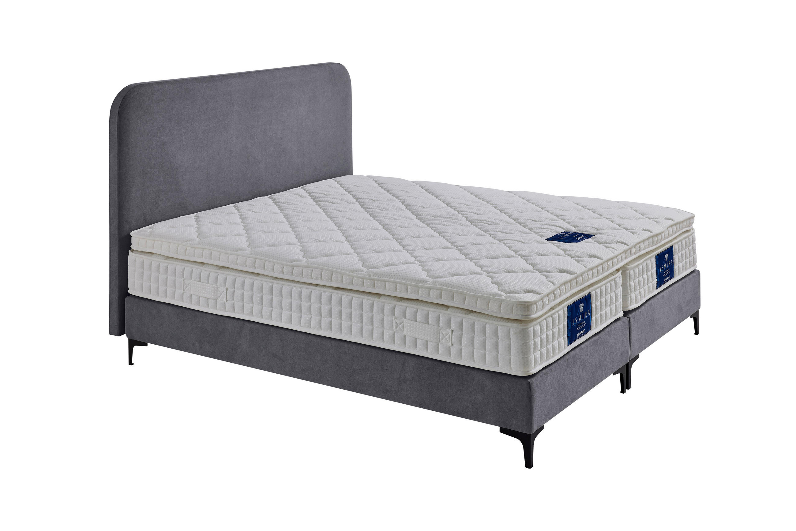 BOXSPRINGBETT 140/200 cm  in Grau  - Schwarz/Naturfarben, MODERN, Holzwerkstoff/Textil (140/200cm) - MID.YOU