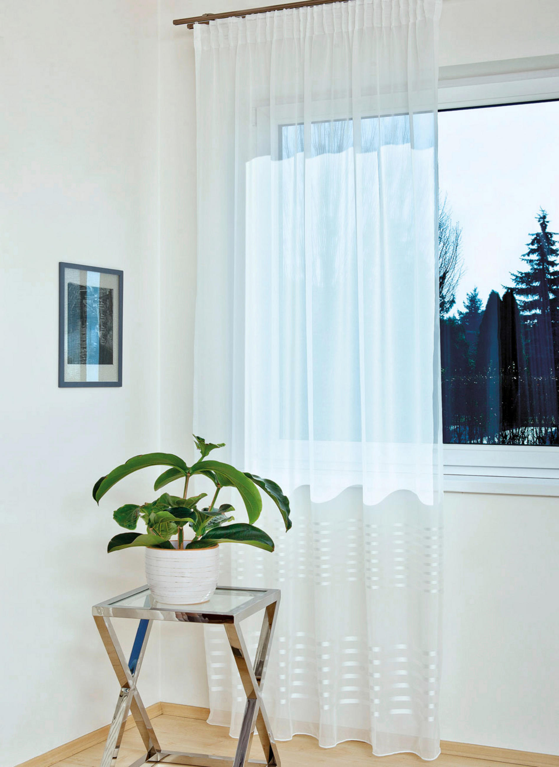PERDEA CONFECȚIONATĂ transparent  - alb, Basics, textil (140/245cm)