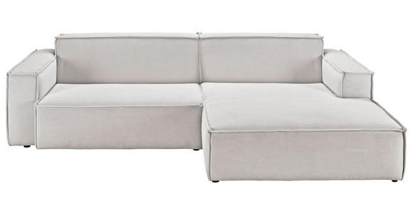 ECKSOFA in Feincord Hellgrau  276/168 cm  - Hellgrau/Schwarz, KONVENTIONELL, Kunststoff/Textil (276/168cm) - Hom`in