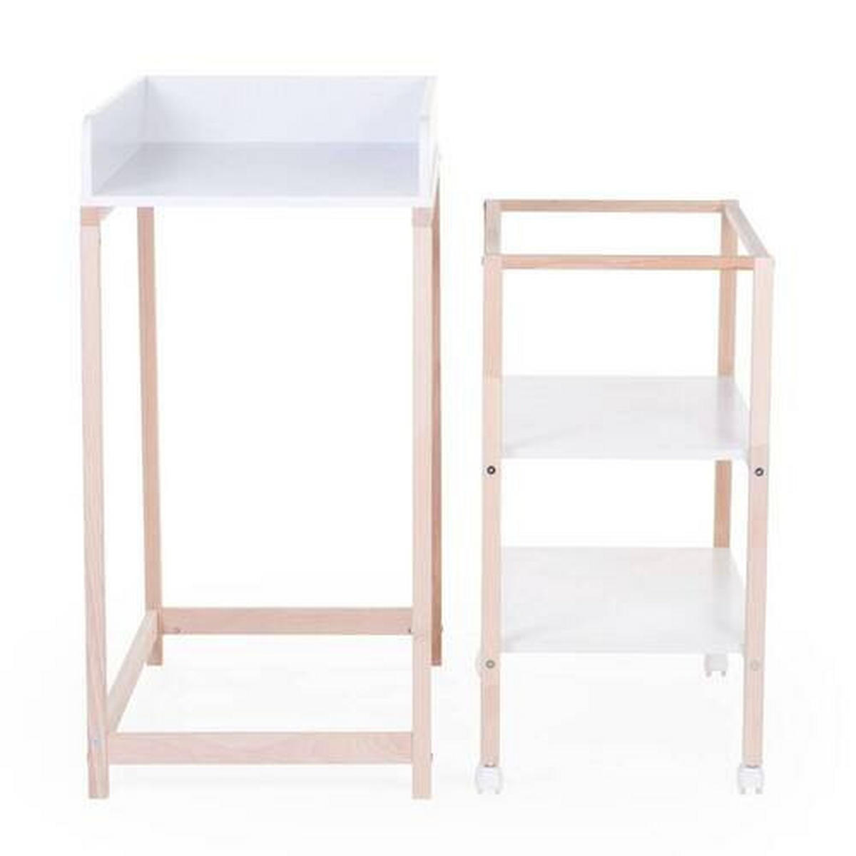 WICKELTISCH 2in1 Set Wickeltisch + Badewanne Weiß, Buchefarben  - Buchefarben/Weiß, KONVENTIONELL, Holzwerkstoff/Kunststoff (91,5/53,5/106,5cm) - Childhome