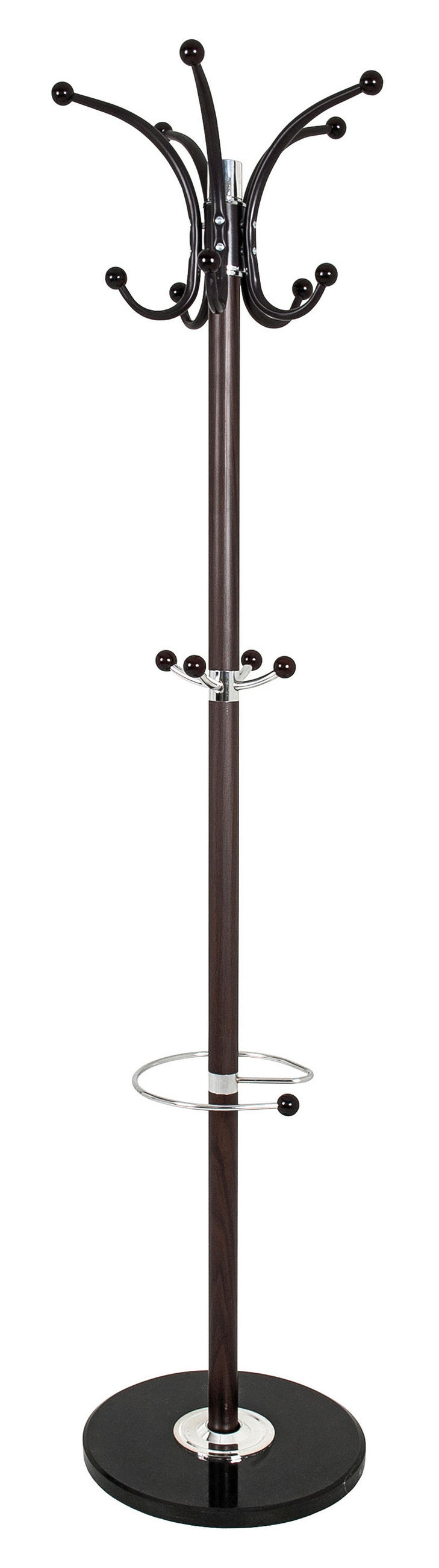GARDEROBENSTÄNDER in Dunkelbraun, Chromfarben 37/171/37 cm   - Chromfarben/Dunkelbraun, Design, Stein/Metall (37/171/37cm)