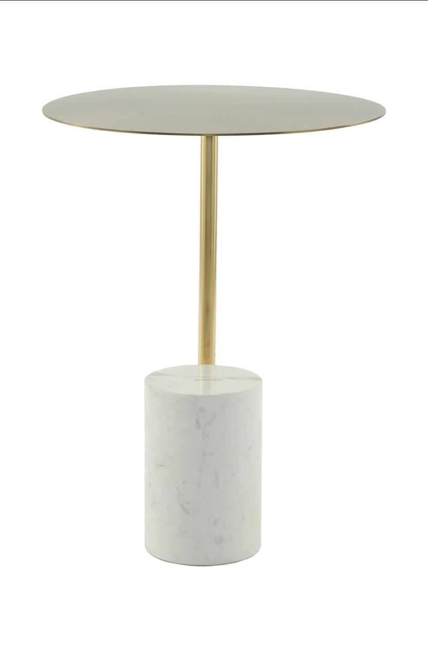 BEISTELLTISCH Weiß, Goldfarben  - Goldfarben/Weiß, Design, Glas/Stein (40 cm/54 cm/40 cmcm) - Kayoom