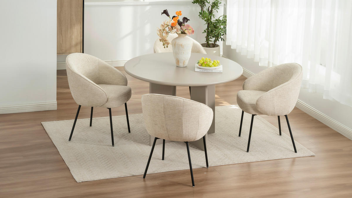 ARMLEHNSTUHL  in Eisen Leinenoptik  - Beige/Schwarz, Basics, Holz/Textil (60/81/62cm) - Livetastic