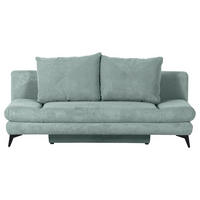 SCHLAFSOFA Cord Mintgrün  inkl. Rückenkissen, Bettkasten, Schlaffunktion, Rücken echt, Armteilverstellung, Liegefläche im Originalstoff  - Schwarz/Mintgrün, KONVENTIONELL, Textil/Metall (200/78/95cm) - home24