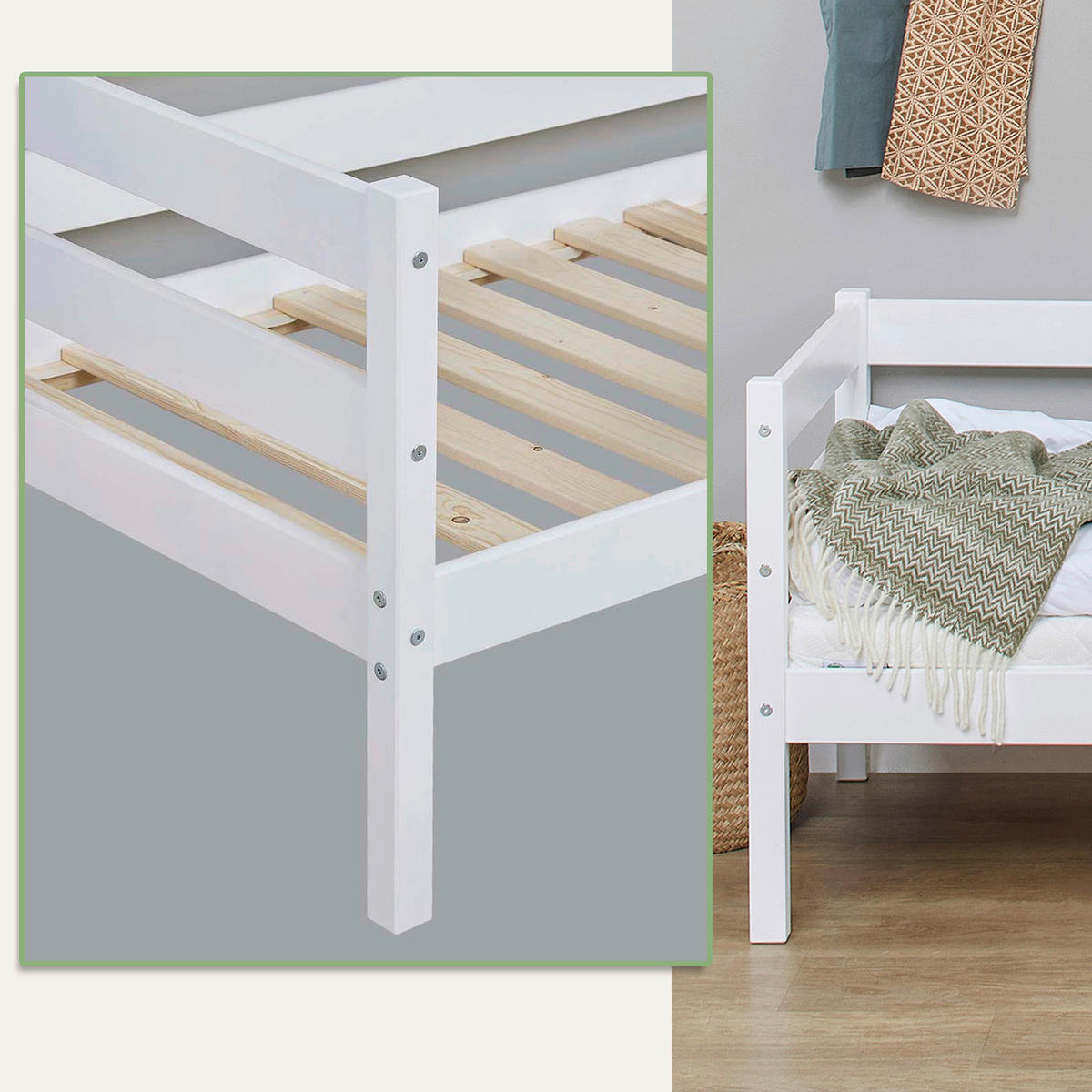 KINDER-/JUNIORBETT - Weiß/Kieferfarben, MODERN, Holz (70/160cm) - MID.YOU