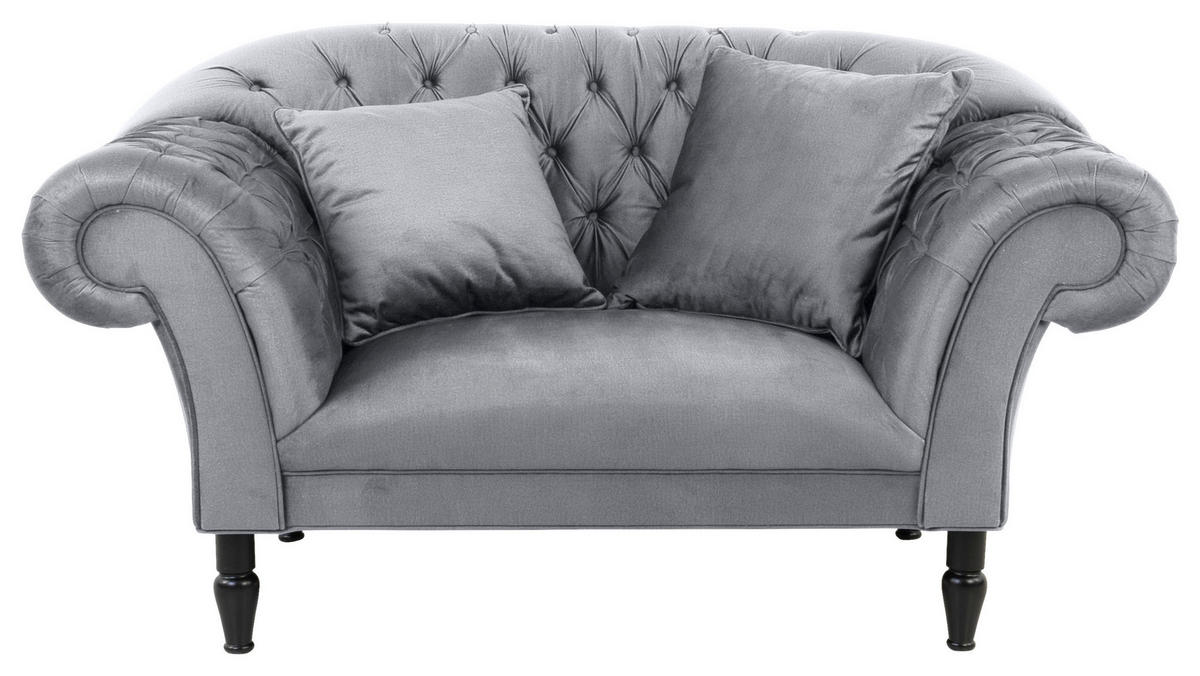 XXL-SESSEL in Velours Grau  - Schwarz/Grau, Design, Holz/Textil (180/94/103cm) - MID.YOU