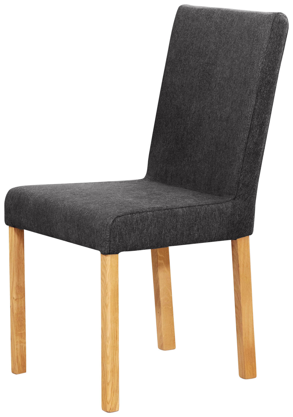 STUHL Webstoff Schwarz, Eichefarben Eiche vollmassiv  - Eichefarben/Schwarz, KONVENTIONELL, Holz/Textil (47/94/59cm) - Linea Natura