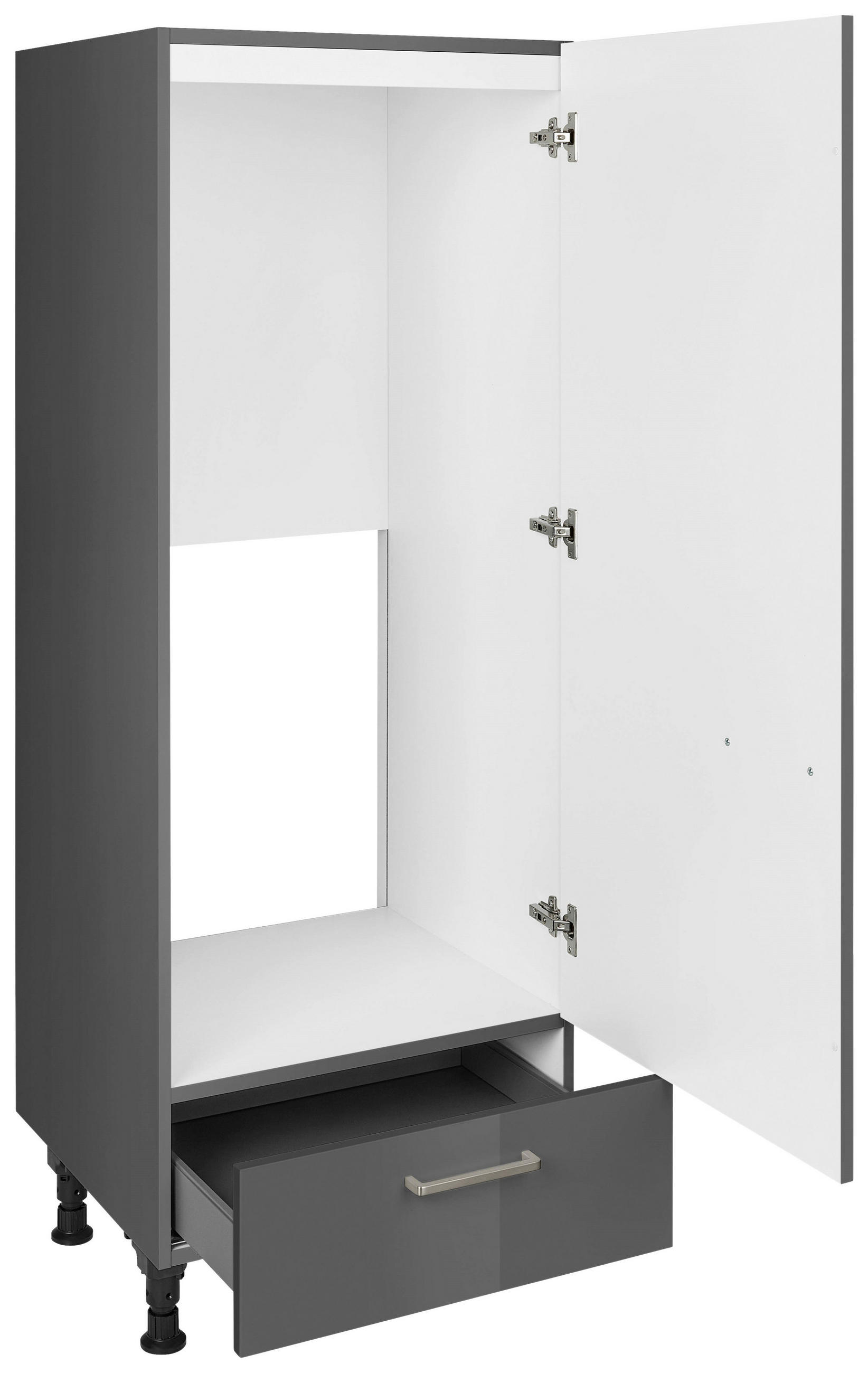 GERÄTEUMBAUSCHRANK 60/168/58 cm  in Schieferfarben  - Schieferfarben/Edelstahlfarben, MODERN, Holzwerkstoff/Metall (60/168/58cm) - Nobilia