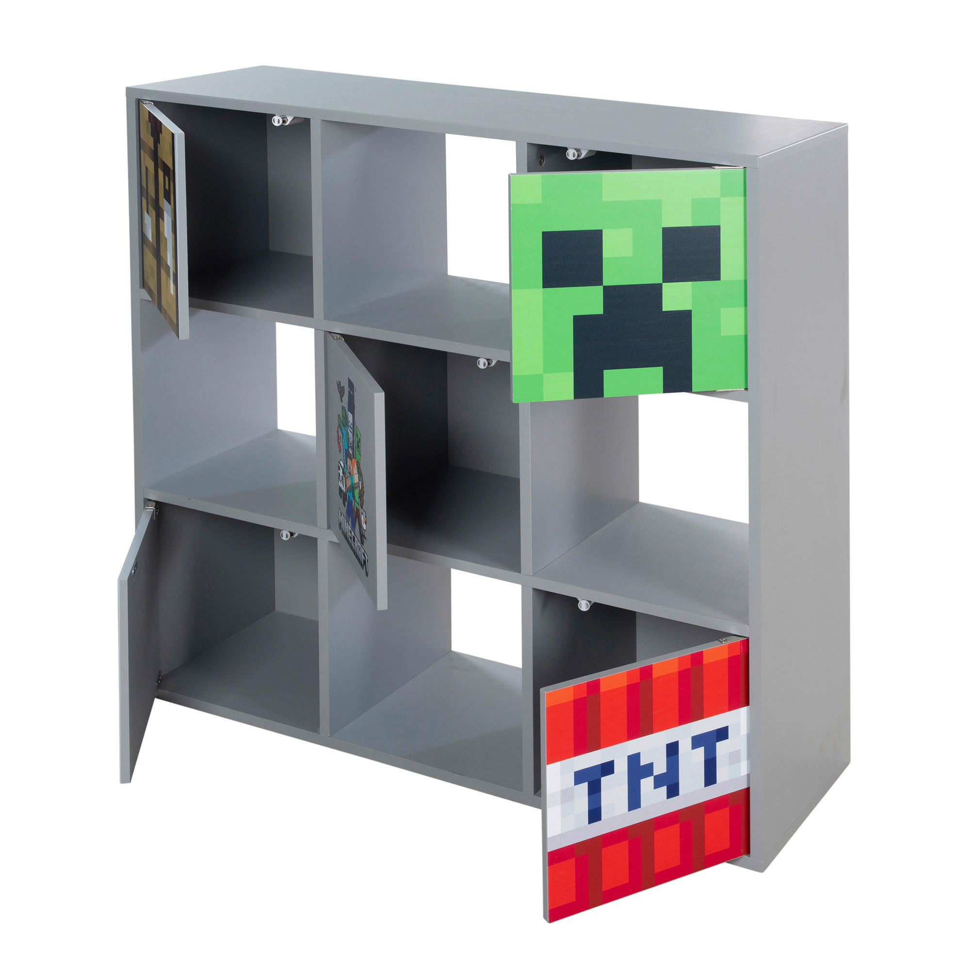 REGAL Grau, Multicolor - Multicolor/Grau, MODERN, Holzwerkstoff (90/90/30cm) - Minecraft