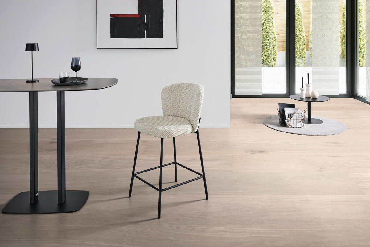 BARHOCKER in Beige  - Beige/Schwarz, LIFESTYLE, Holz/Textil (55/101/59cm) - Livetastic
