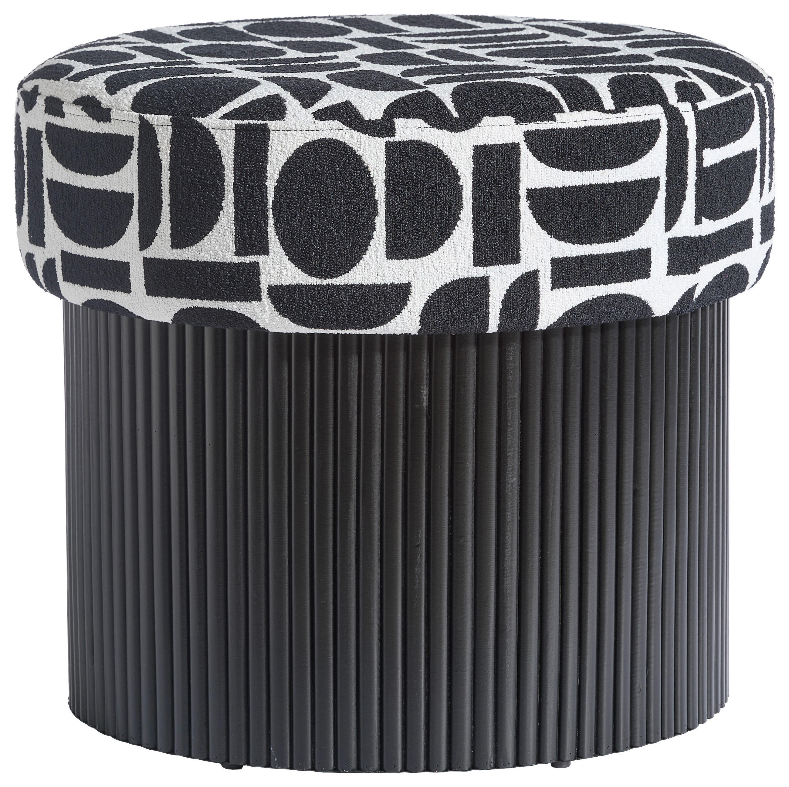 POUF in Schwarz, Weiß Holzwerkstoff, Textil  - Schwarz/Weiß, Design, Holzwerkstoff/Textil (50/44/50cm) - MID.YOU