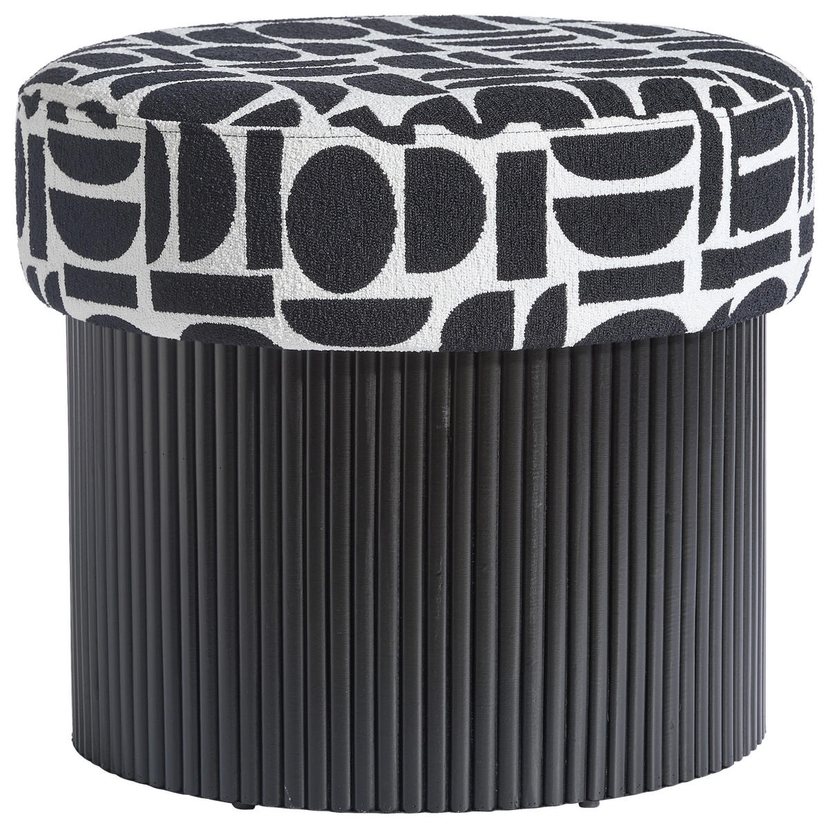 POUF Chenille 50/44/50 cm  - Schwarz/Weiß, Design, Holzwerkstoff/Textil (50/44/50cm) - MID.YOU