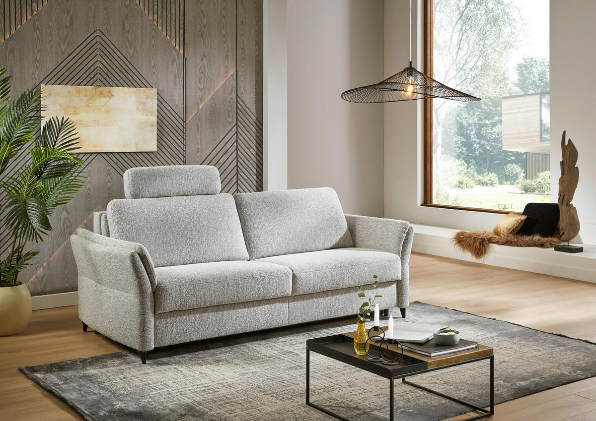 KANAPÉÁGY textil világosszürke  - világosszürke/fekete, Konventionell, textil/fém (222/87/100cm) - Dieter Knoll