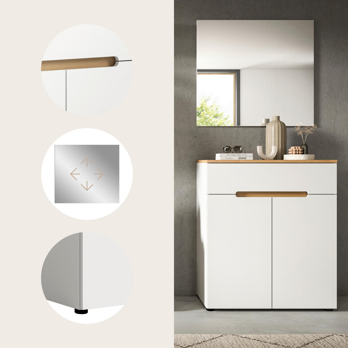GARDEROBE 2-teilig  in 80/190/37 cm  - Weiß/Eiche Artisan, Design, Holzwerkstoff (80/190/37cm) - MID.YOU