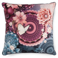 ZIERKISSEN  48/48 cm   - Blau/Bordeaux, Design, Textil (48/48cm)