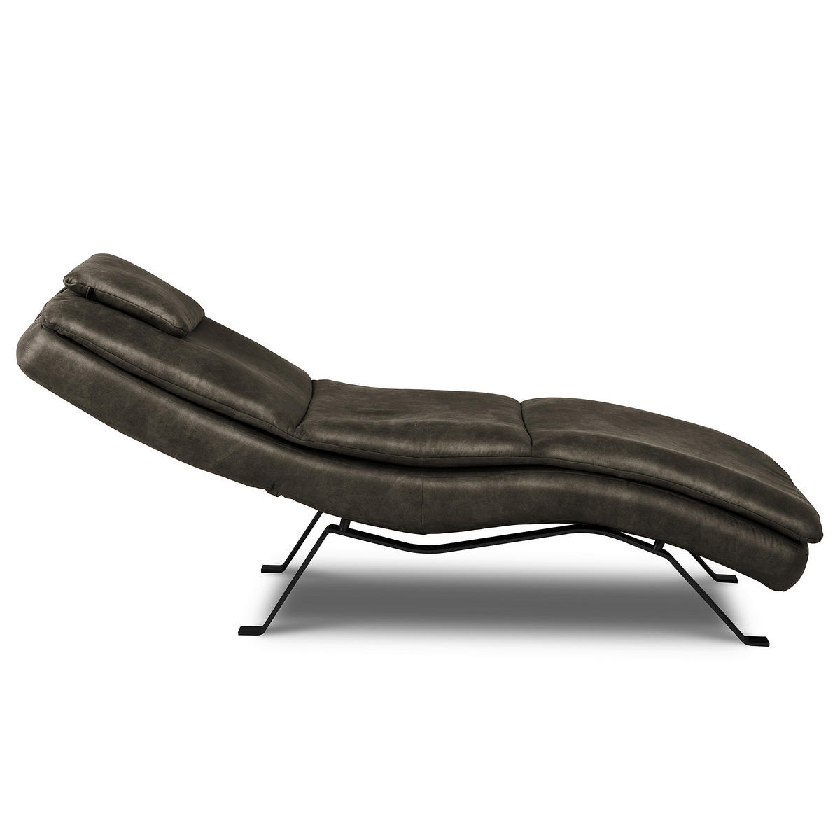 RELAXLIEGE Echtleder Anthrazit  - Anthrazit/Schwarz, Design, Leder/Metall (65/95/171cm) - Celina Home