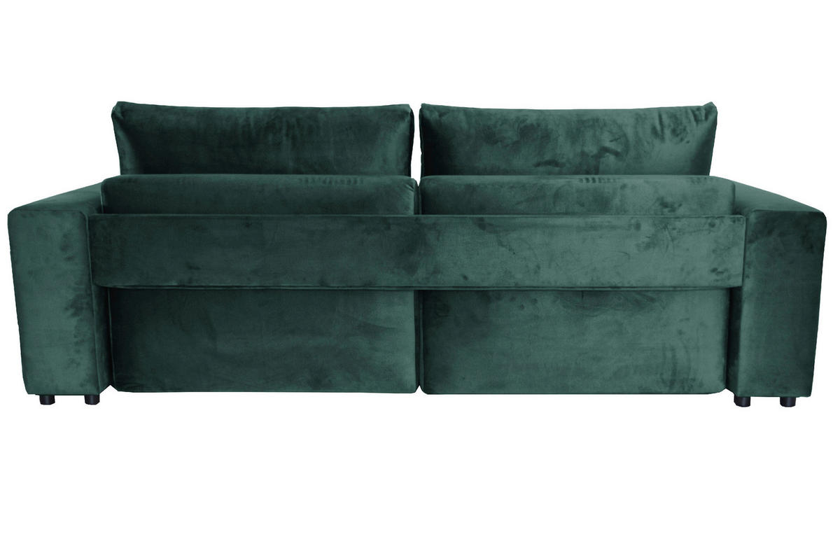 BIGSOFA in Velours Grün  - Schwarz/Grün, Design, Kunststoff/Textil (256/88/120cm) - home24